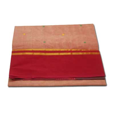 "Village Cotton saree with Thread petu contrast border Buta -SLSM-76 - Click here to View more details about this Product